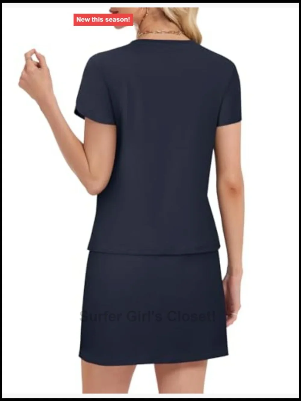 Two Piece Skirt Set with Overlap Sleeves Tennis Outfit Skort Lounge Set